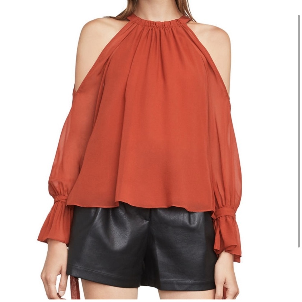 BCBGMaxAzria Terracotta Cold Shoulder Blouse